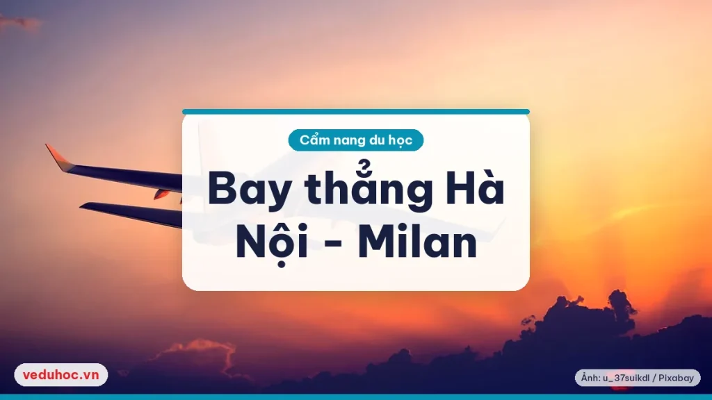 Máy bay phản lực cất cánh lúc hoàng hôn, bầu trời cam, minh hoạ đường bay thẳng Việt Nam - Ý