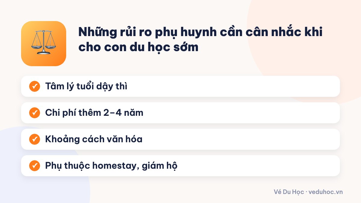 Những rủi ro phụ huynh cần cân nhắc khi cho con du học sớm
