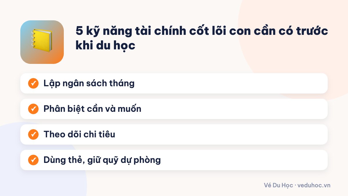 5 kỹ năng tài chính cốt lõi con cần có trước khi du học