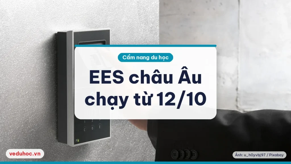 Bàn tay đặt ngón lên thiết bị quét vân tay gắn tường, minh hoạ dữ liệu sinh trắc của hệ thống EES
