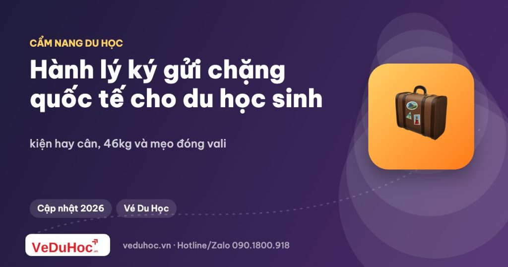 Hành lý ký gửi chặng quốc tế cho du học sinh: kiện hay cân, 46kg và mẹo đóng vali