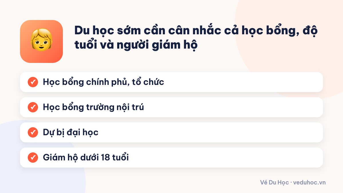 Du học sớm cần cân nhắc cả học bổng, độ tuổi và người giám hộ