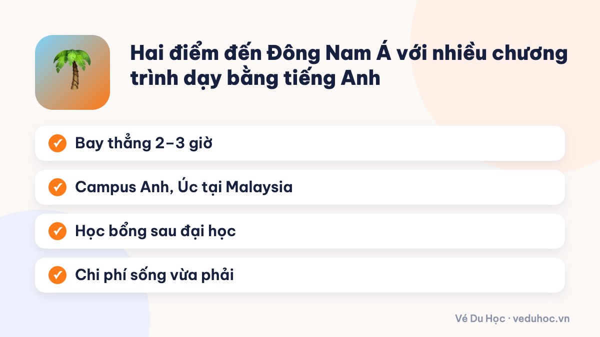 Hai điểm đến Đông Nam Á với nhiều chương trình dạy bằng tiếng Anh