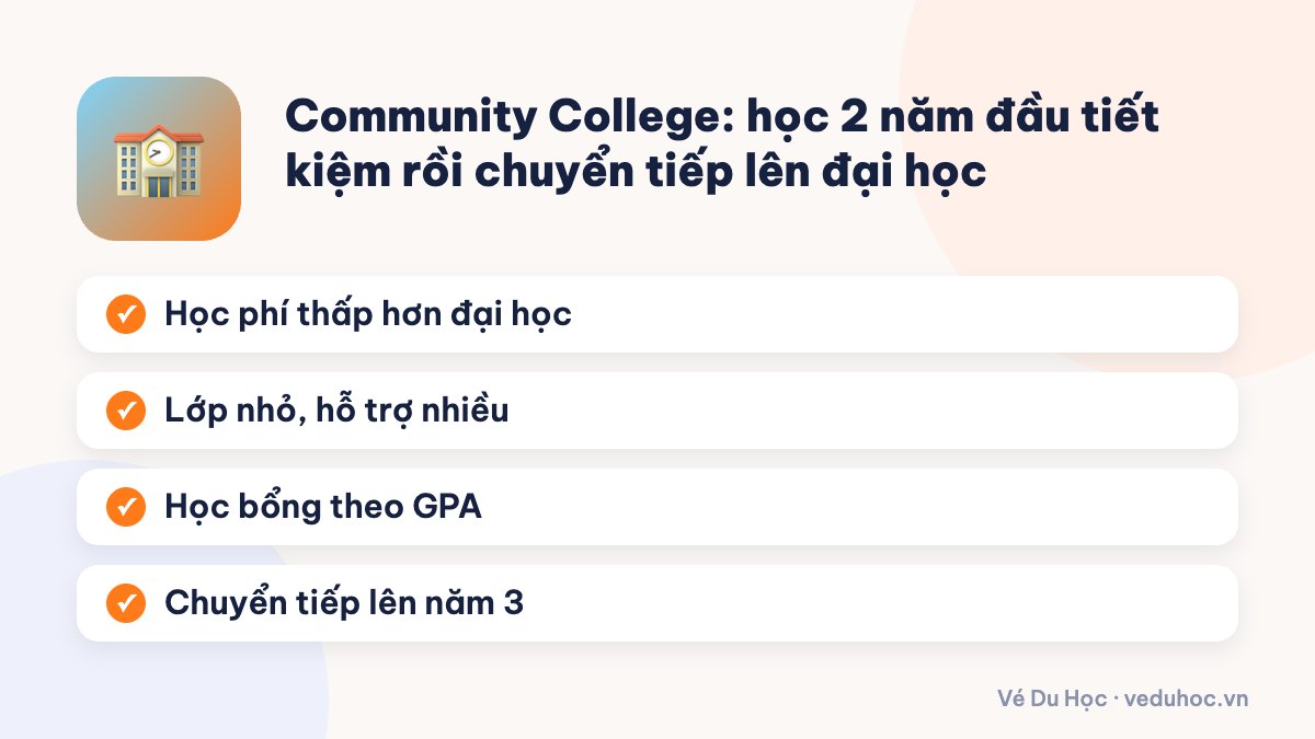 Community College: học 2 năm đầu tiết kiệm rồi chuyển tiếp lên đại học
