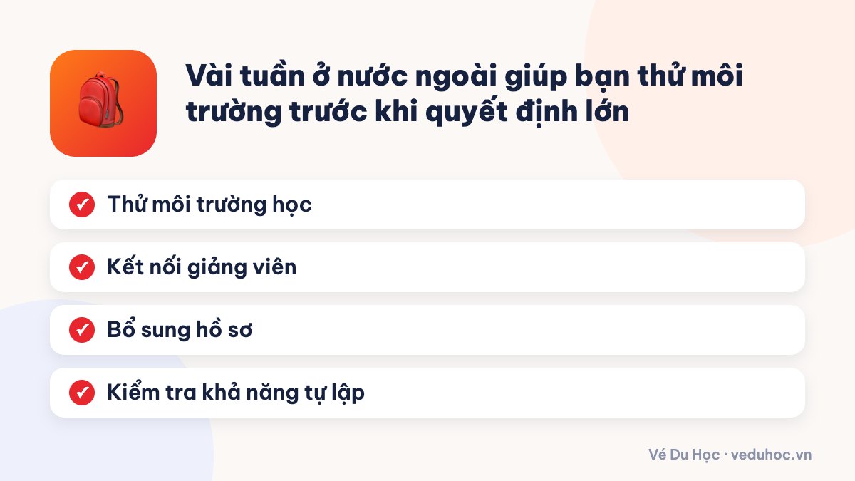 Vài tuần ở nước ngoài giúp bạn thử môi trường trước khi quyết định lớn