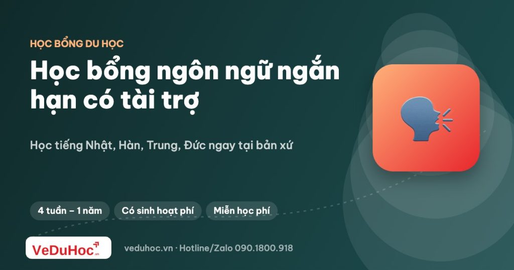 Học bổng ngôn ngữ ngắn hạn: học tiếng Nhật, Hàn, Trung, Đức có tài trợ