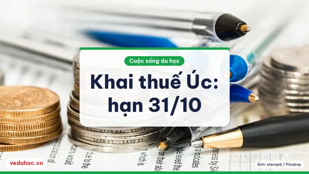 Chồng tiền xu cạnh nhiều cây bút trên mặt bàn sáng, gợi việc tính thuế và hồ sơ khai thuế