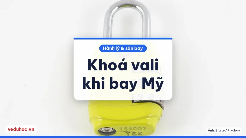 Chiếc khoá số màu vàng có logo TSA trên nền trắng, minh hoạ khoá vali nhận biết bởi TSA