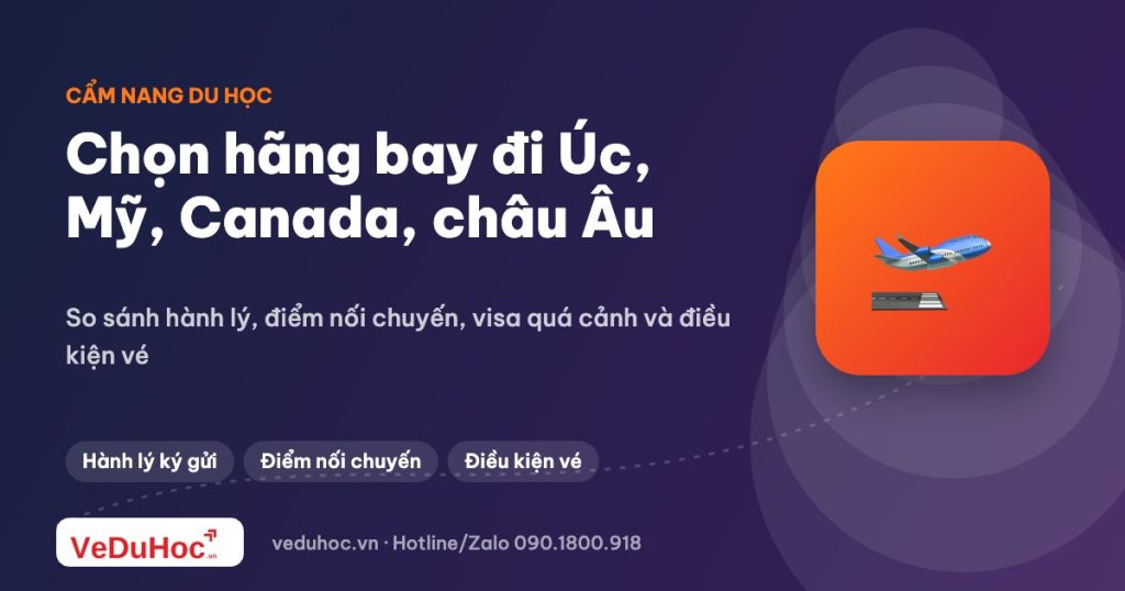 Kinh nghiệm chọn hãng bay đi Úc, Mỹ, Canada, châu Âu cho du học sinh