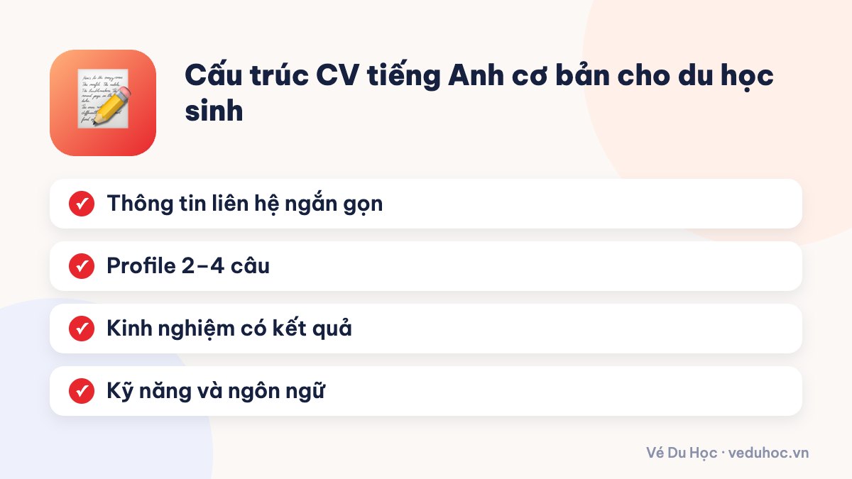 Cấu trúc CV tiếng Anh cơ bản cho du học sinh