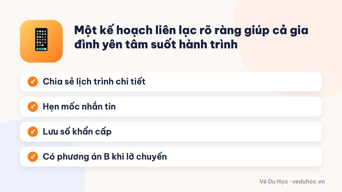 Một kế hoạch liên lạc rõ ràng giúp cả gia đình yên tâm suốt hành trình