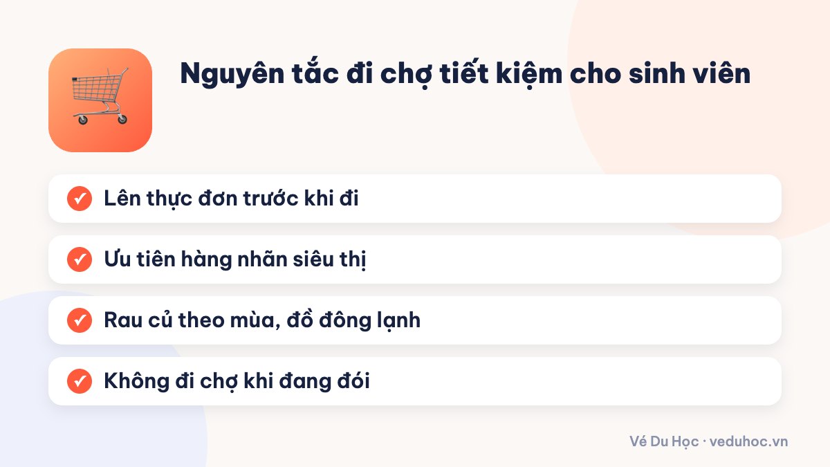 Nguyên tắc đi chợ tiết kiệm cho sinh viên
