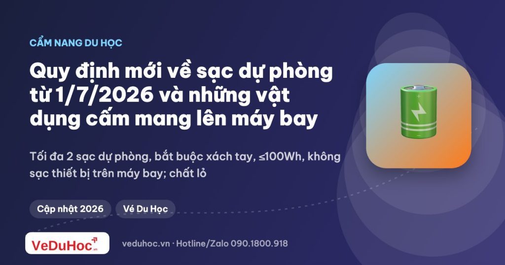 Quy định mới về sạc dự phòng từ 1/7/2026 và những vật dụng cấm mang lên máy bay