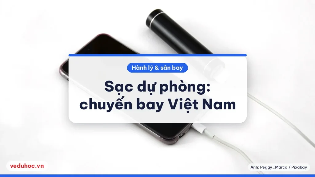 Điện thoại và sạc dự phòng màu đen đặt trên nền trắng, minh hoạ sạc dự phòng khi bay