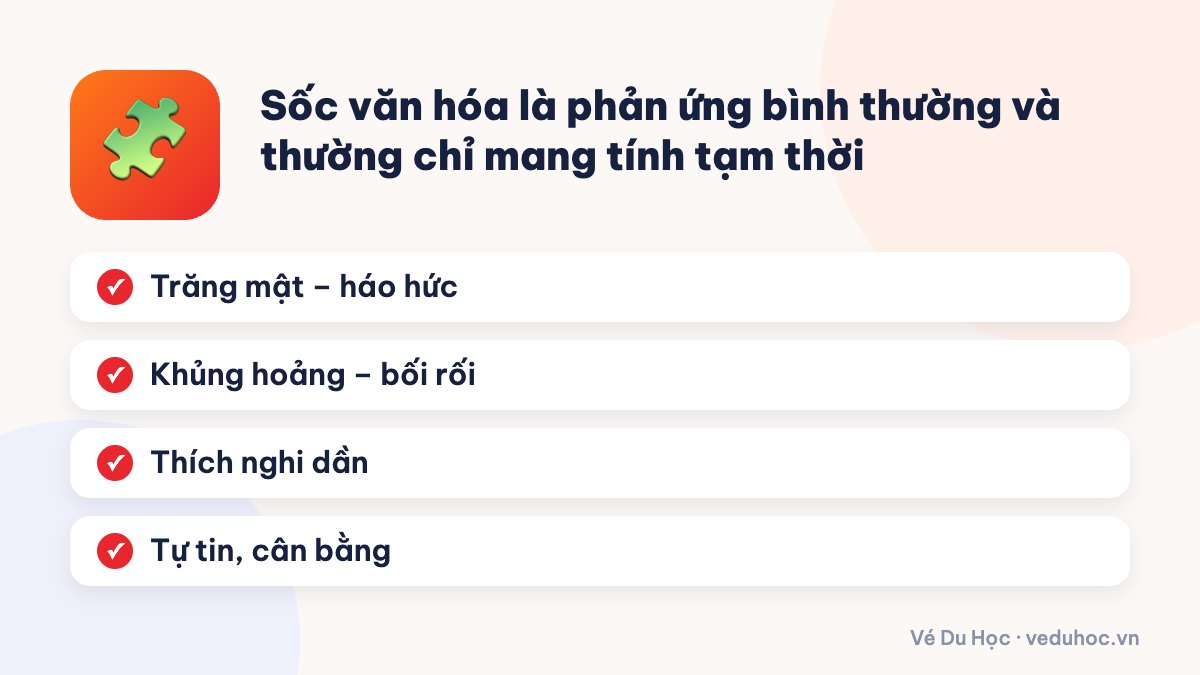 Sốc văn hóa là phản ứng bình thường và thường chỉ mang tính tạm thời