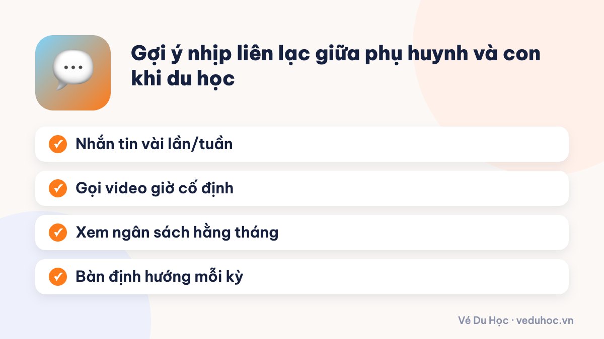 Gợi ý nhịp liên lạc giữa phụ huynh và con khi du học