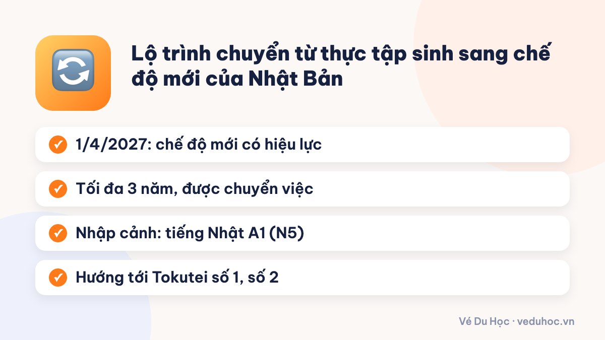 Lộ trình chuyển từ thực tập sinh sang chế độ mới của Nhật Bản