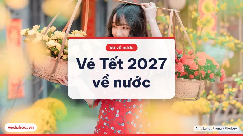 Cô gái mặc áo dài đỏ gánh hoa giữa sắc xuân, gợi không khí chuẩn bị về nhà đón Tết